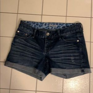 Dark blue denim shorts